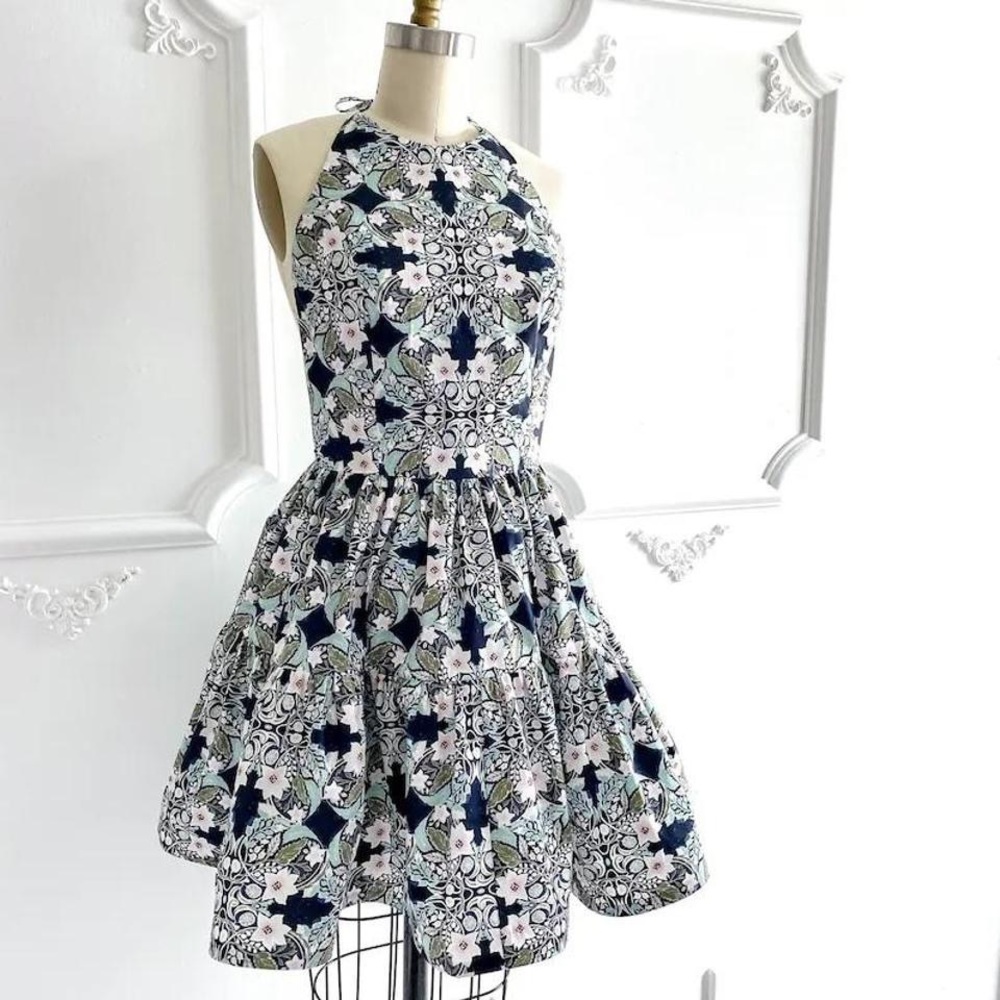 Dark floral print halter dress